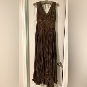 Cult Gaia brown pleated dress.